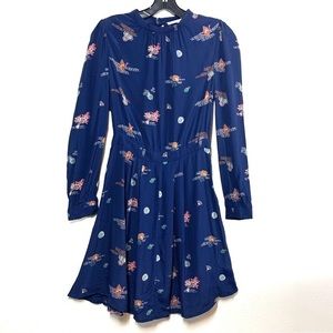 & Other Stories Navy Print Flounce Dress